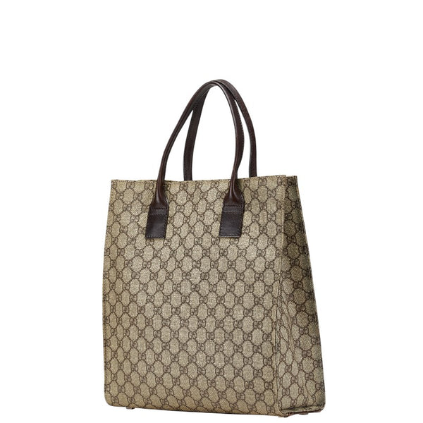 グッチ GGスプリーム ハンドバッグ トートバッグ 91249 ベージュ ブラウン PVC レザー レディース GUCCI 【中古】