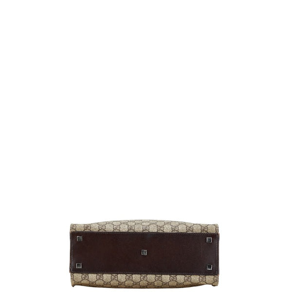 グッチ GGスプリーム ハンドバッグ トートバッグ 91249 ベージュ ブラウン PVC レザー レディース GUCCI 【中古】
