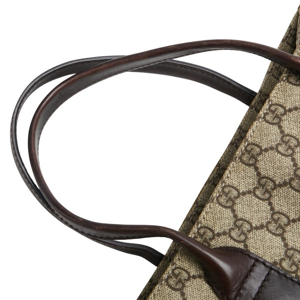 グッチ GGスプリーム ハンドバッグ トートバッグ 91249 ベージュ ブラウン PVC レザー レディース GUCCI 【中古】