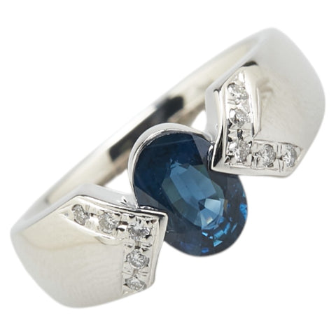 Pt850 プラチナ サファイア1.34ct ダイヤ0.09ct ジュエリーマキ GNM リング 指輪 レディース 11.5号 【中古】