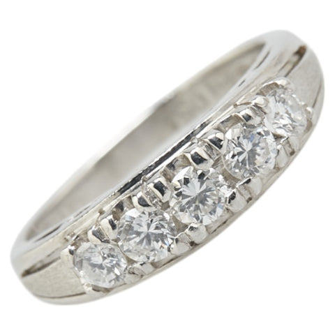 Pt900 プラチナ ダイヤ0.54ct 一文字 リング 指輪 レディース 11号 【中古】