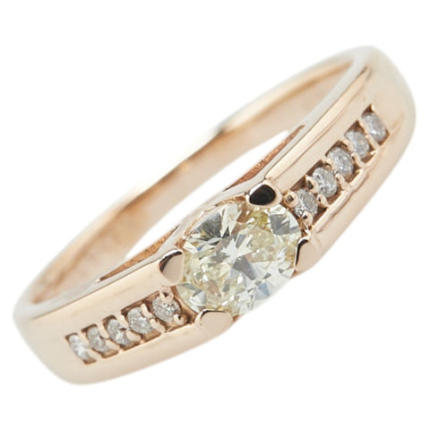 K18PG ピンクゴールド ダイヤ0.428ct ダイヤ0.10ct リング 指輪 レディース 12号 【中古】