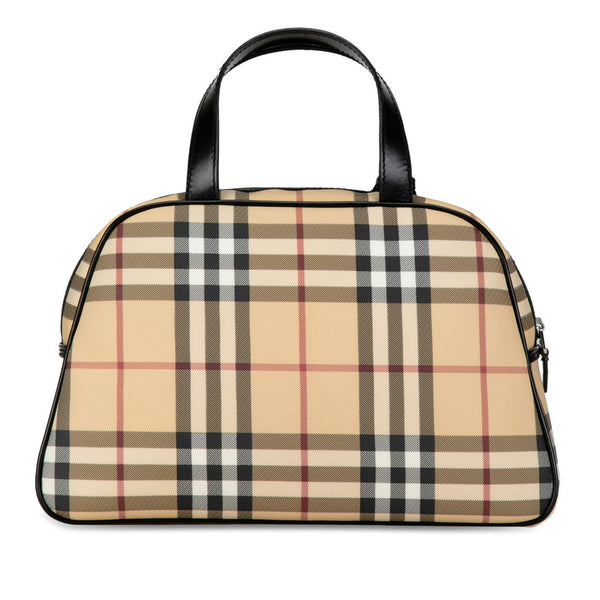 バーバリー ノバチェック ハンドバッグ ショルダーバッグ ベージュ ブラック PVC レザー レディース BURBERRY 【中古】