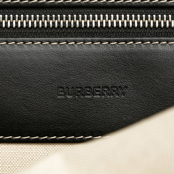 バーバリー リュック バックパック ライトグレー ブラック キャンバス レザー レディース BURBERRY 【中古】