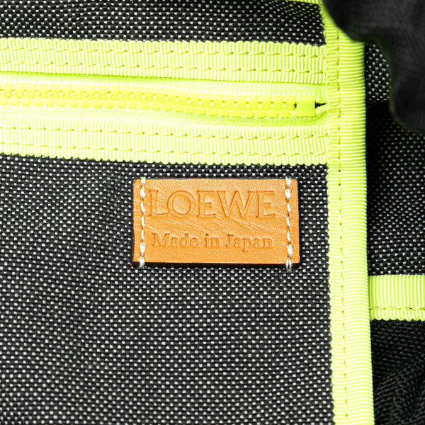 ロエベ アナグラム ドローストリングスバッグ ナップサック グレー ブラック デニム コットン レディース LOEWE 【中古】