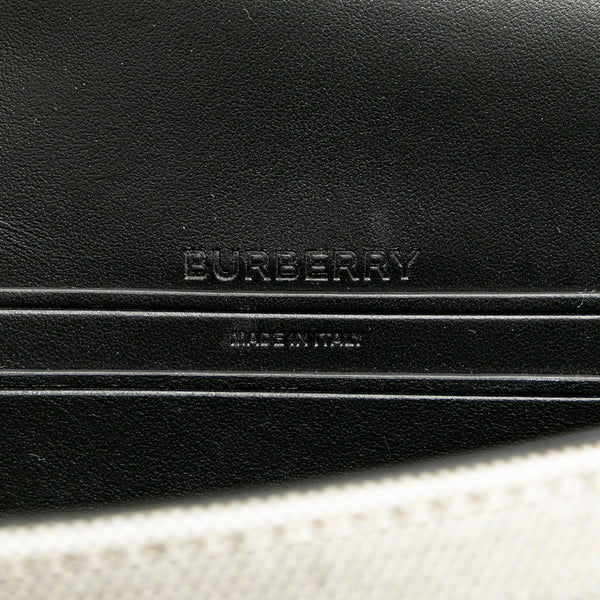 バーバリー ボディバッグ ウエストバッグ ライトグレー ブラック キャンバス レザー レディース BURBERRY 【中古】