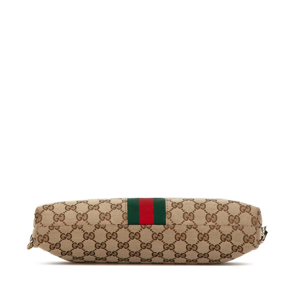 グッチ GGキャンバス シェリーライン 斜め掛け ショルダーバッグ 388926 ベージュ ブラック キャンバス レザー レディース GUCCI 【中古】