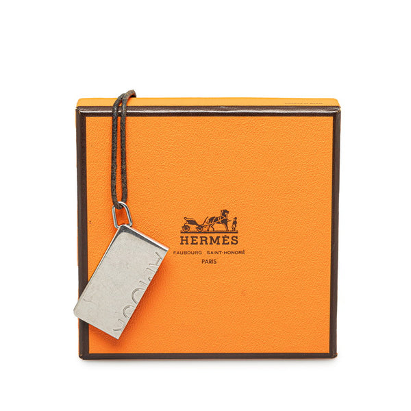 エルメス symbole シンボル AMOUR アモーレ ネックレス シルバー ブラック メタル レザー レディース HERMES 【中古】