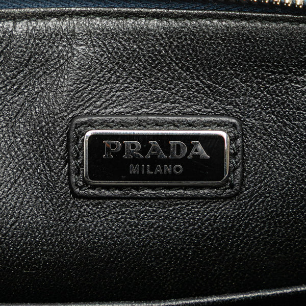プラダ 三角ロゴプレート カモメ クラッチバッグ ネイビー サフィアーノ レザー メンズ PRADA 【中古】