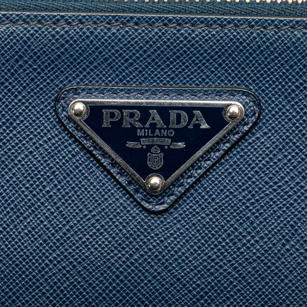 プラダ 三角ロゴプレート カモメ クラッチバッグ ネイビー サフィアーノ レザー メンズ PRADA 【中古】