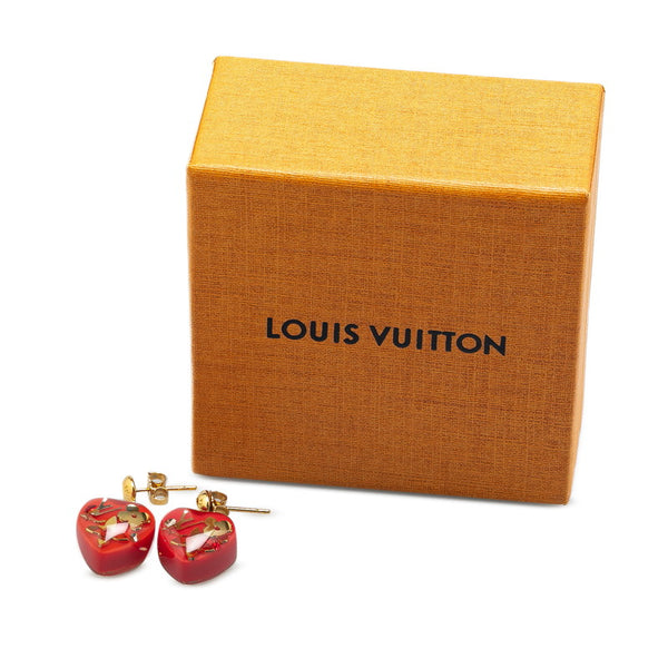 ルイ ヴィトン ブークルドレイユ クール アンクルージョン ピアス M66082 レッド ゴールド メッキ レディース LOUIS VUITTON 【中古】