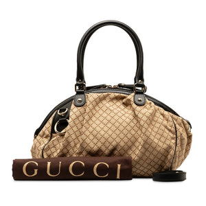 グッチ グッチシマ スーキー ハンドバッグ ショルダーバッグ ２WAY 223974 ベージュ ブラック レザー キャンバス レディース GUCCI 【中古】