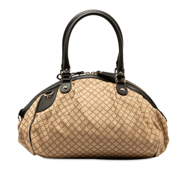 グッチ グッチシマ スーキー ハンドバッグ ショルダーバッグ ２WAY 223974 ベージュ ブラック レザー キャンバス レディース GUCCI 【中古】