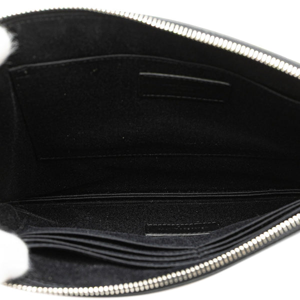 サンローラン ロゴ クラッチバッグ ピンク パープル ブラック グリッターキャンバス レザー ラメ レディース SAINT LAURENT 【中古】