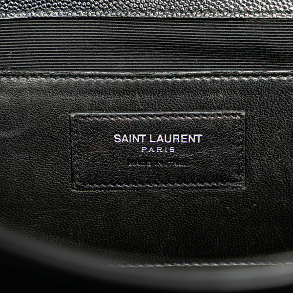 サンローラン YSLロゴ スタッズ チェーン ショルダーバッグ ブラック シルバー レザー レディース SAINT LAURENT 【中古】