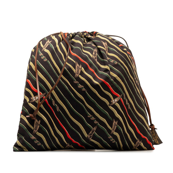 ロエベ ドローストリングポーチ ブラック グリーン マルチカラー キャンバス レディース LOEWE 【中古】