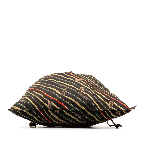ロエベ ドローストリングポーチ ブラック グリーン マルチカラー キャンバス レディース LOEWE 【中古】