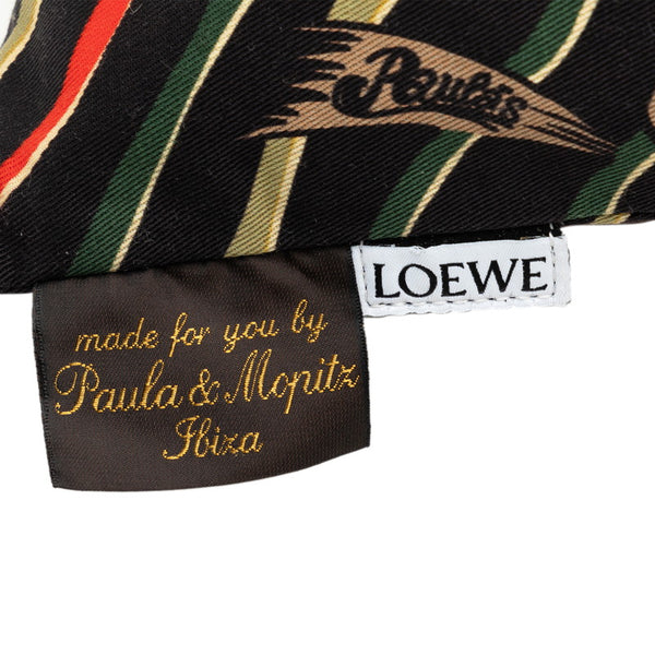 ロエベ ドローストリングポーチ ブラック グリーン マルチカラー キャンバス レディース LOEWE 【中古】