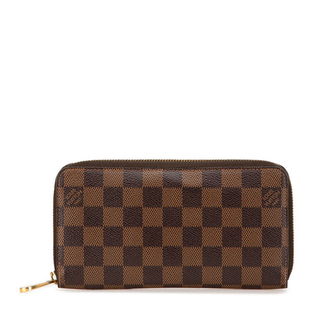 ルイ ヴィトン ダミエ ジッピー ウォレット ラウンドファスナー 長財布 N60015 ブラウン PVC レザー レディース LOUIS VUITTON 【中古】