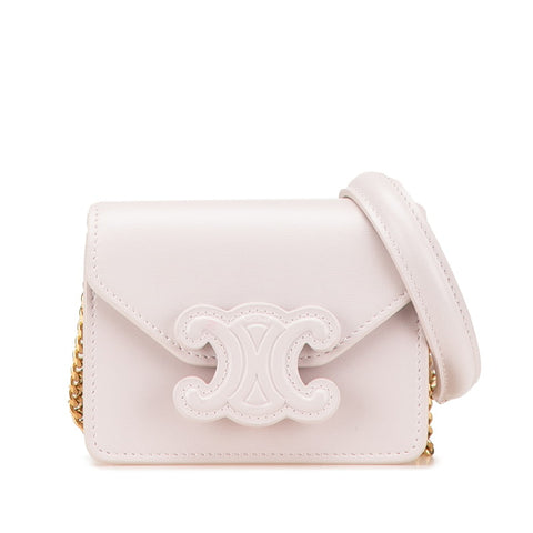 セリーヌ トリオンフ チェーン ショルダーバッグ ピンク レザー レディース CELINE 【中古】