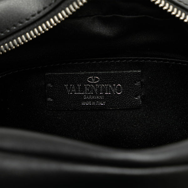 ヴァレンティノ ロゴ セカンドバッグ ブラック レザー レディース VALENTINO 【中古】