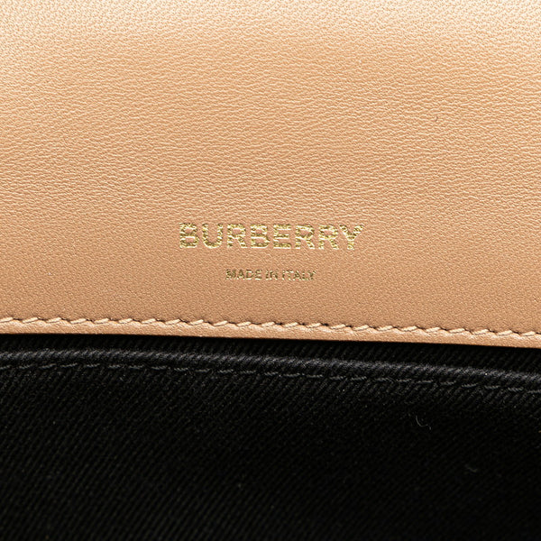 バーバリー スモール ローラ TB ホースフェリー キルティング チェーン ショルダーバッグ ベージュ PVC レディース BURBERRY 【中古】