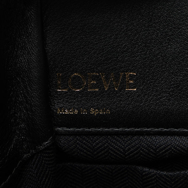 ロエベ ハンモックミニ ハンドバッグ ショルダーバッグ 2WAY ブラック レザー キャンバス レディース LOEWE 【中古】