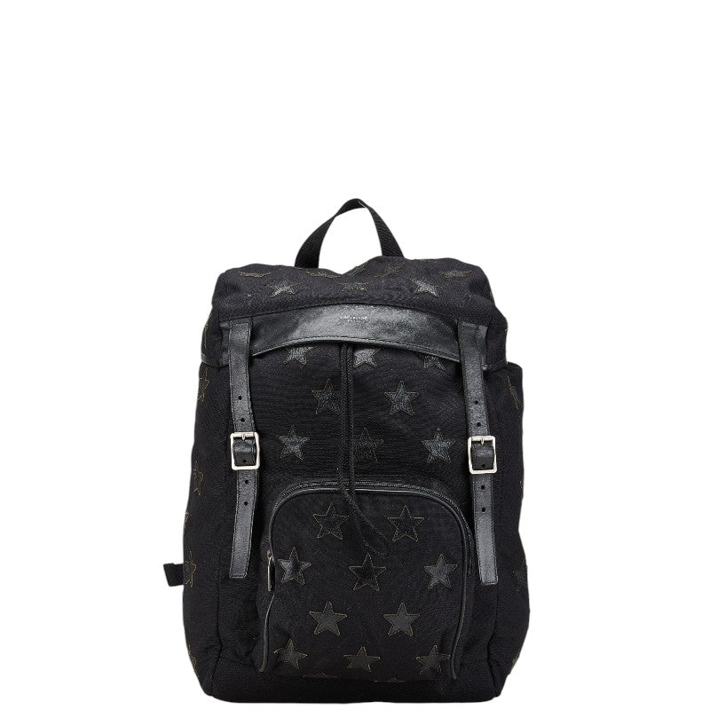 サンローラン スター 星 リュック バックパック ブラック キャンバス レザー レディース SAINT LAURENT 【中古】