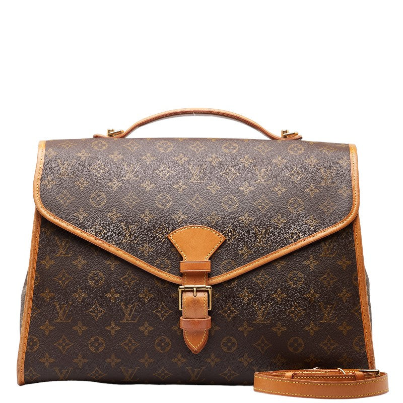 ルイ ヴィトン モノグラム ビバリーMM ハンドバッグ ビジネスバッグ M51120 ブラウン PVC レザー メンズ LOUIS VUITTON 【中古】