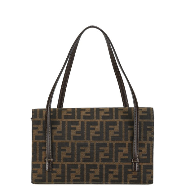 フェンディ ズッカ  ハンドバッグ ブラウン キャンバス レザー レディース FENDI 【中古】