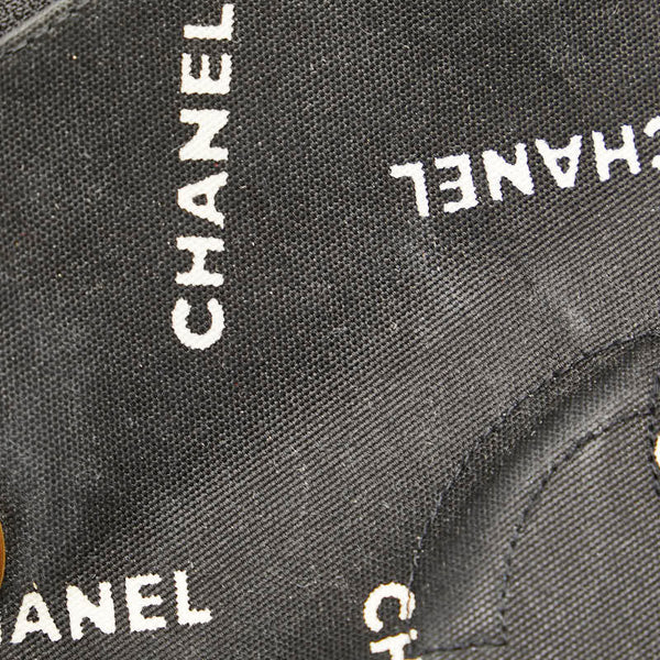 シャネル デカマトラッセ 34 ココマーク 総ロゴ チェーン ショルダーバッグ ブラック キャンバス レディース CHANEL 【中古】