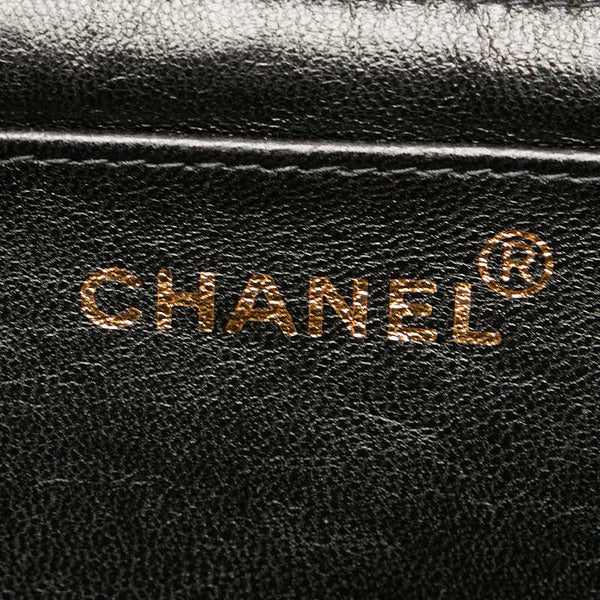 シャネル デカマトラッセ 34 ココマーク 総ロゴ チェーン ショルダーバッグ ブラック キャンバス レディース CHANEL 【中古】