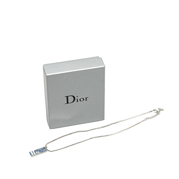 ディオール トロッター ロゴ ネックレス シルバー ブルー メタル レディース Dior 【中古】