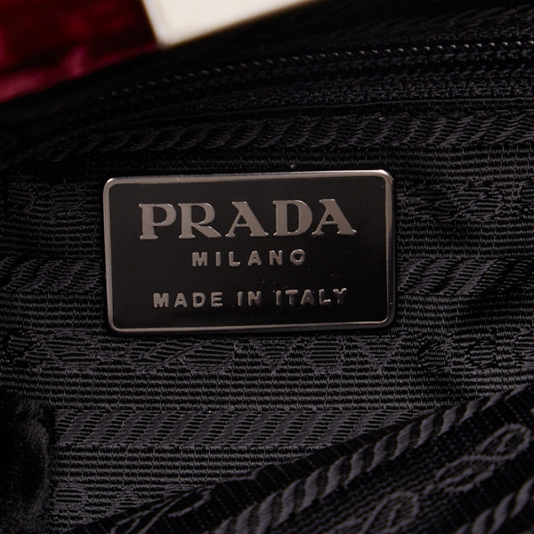 プラダ がま口 シルバー金具 ハンドバッグ ボルドー ベロア レディース PRADA 【中古】