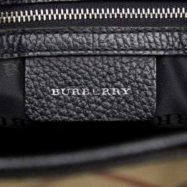 バーバリー ノバチェック ハンドバッグ トートバッグ ブラック キャンバス レザー レディース BURBERRY 【中古】