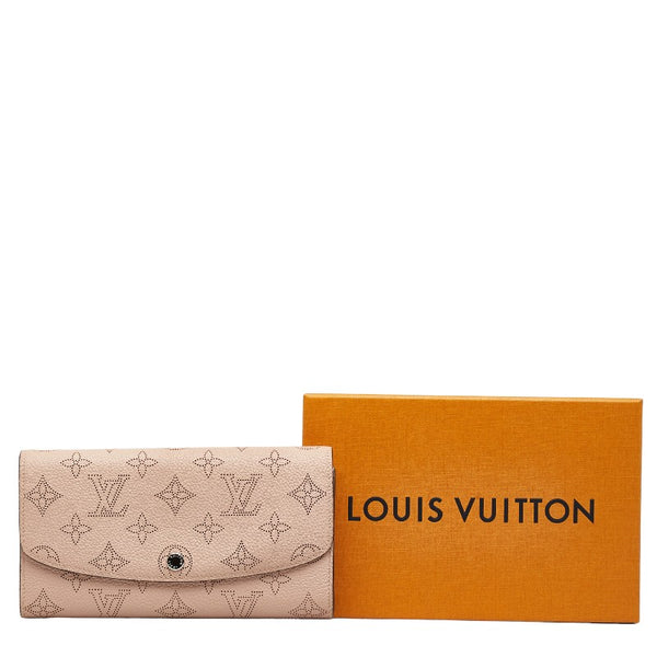 ルイ ヴィトン モノグラム マヒナ ポルトフォイユ イリス 長財布 M60145  マグノリア ピンク レザー レディース LOUIS VUITTON 【中古】