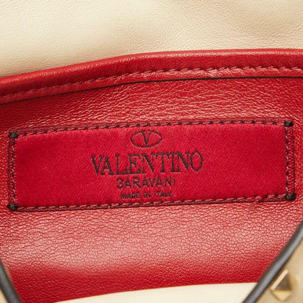 ヴァレンチノ ロックスタッズ スパイク ハンドバッグ チェーン ショルダーバッグ 2WAY ベージュ アイボリー レザー レディース Valentino 【中古】