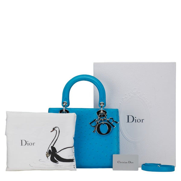 ディオール レディディオール ハンドバッグ ショルダーバッグ 2WAY ブルー オーストリッチ レディース Dior 【中古】