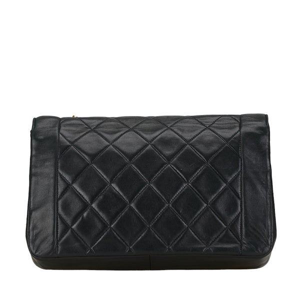 シャネル マトラッセ25 ダイアナ ゴールド金具 チェーン ショルダーバッグ ブラック ラムスキン レディース CHANEL 【中古】