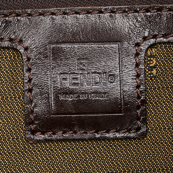 フェンディ ズッカ ハンドバッグ ブラウン キャンバス レザー レディース FENDI 【中古】