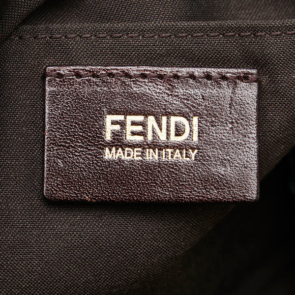 フェンディ ズッキーノ ショルダーバッグ ブラウン ナイロン レザー レディース FENDI 【中古】