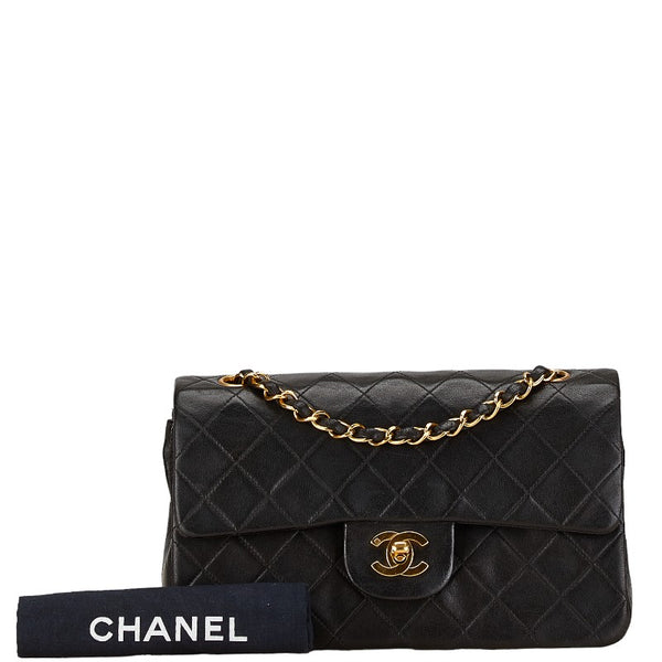 シャネル マトラッセ23 Wフラップ チェーン ショルダーバッグ ブラック ラムスキン レディース CHANEL 【中古】