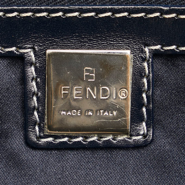 フェンディ ズッキーノ トートバッグ ショルダーバッグ 71 16328 0 01 グレー ネイビー キャンバス レザー レディース FENDI 【中古】