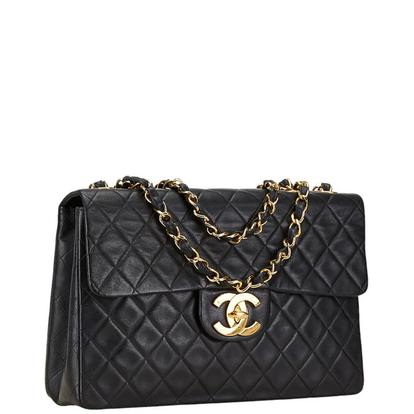 シャネル マトラッセ ココマーク チェーン ショルダーバッグ ブラック ラムスキン レディース CHANEL 【中古】