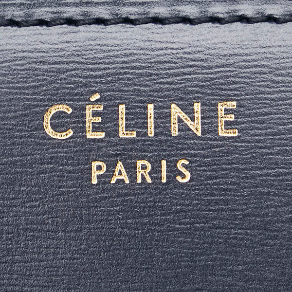 セリーヌ クラシック ボックス ミディアム ショルダーバッグ 164173 ネイビー レザー レディース CELINE 【中古】