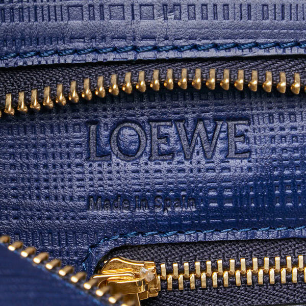 ロエベ アナグラム トートバッグ ショルダーバッグ ネイビー レザー レディース LOEWE 【中古】