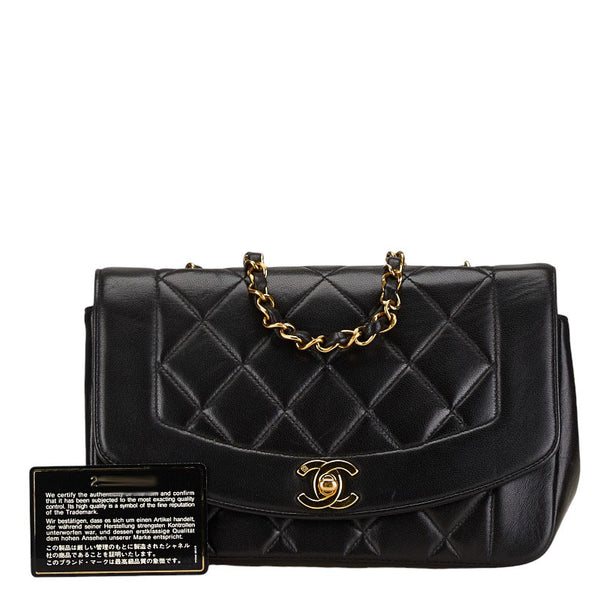 シャネル マトラッセ ダイアナ23 ココマーク チェーンショルダーバッグ ブラック ラムスキン レディース CHANEL 【中古】