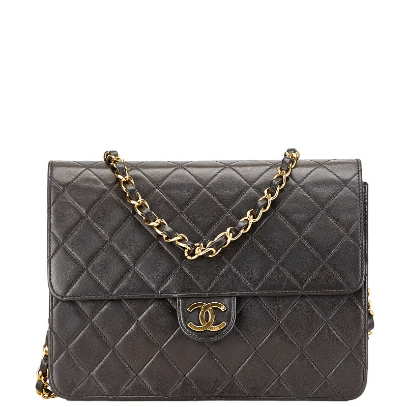 シャネル マトラッセ ココマーク プッシュロック チェーン ショルダーバッグ ブラック ラムスキン レディース CHANEL 【中古】