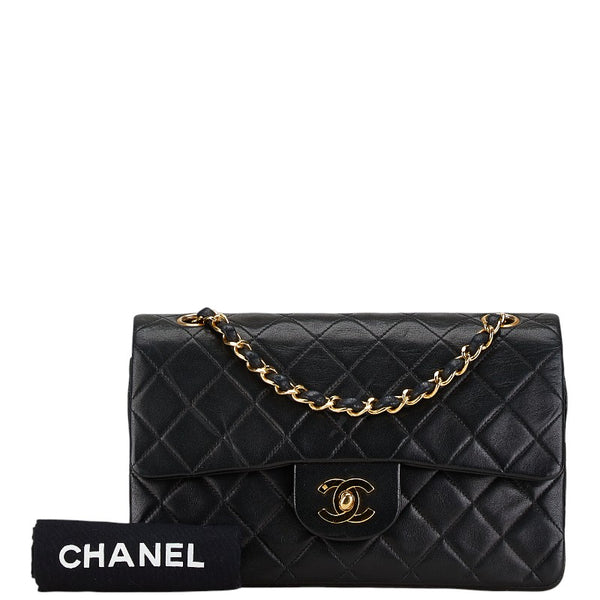 シャネル マトラッセ23 ダブルフラップ チェーン ショルダーバッグ ブラック ラムスキン レディース CHANEL 【中古】