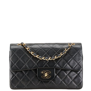 シャネル マトラッセ23 ダブルフラップ チェーン ショルダーバッグ ブラック ラムスキン レディース CHANEL 【中古】